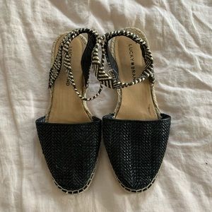 Black woven espadrilles flats. Lucky brand. Size 8